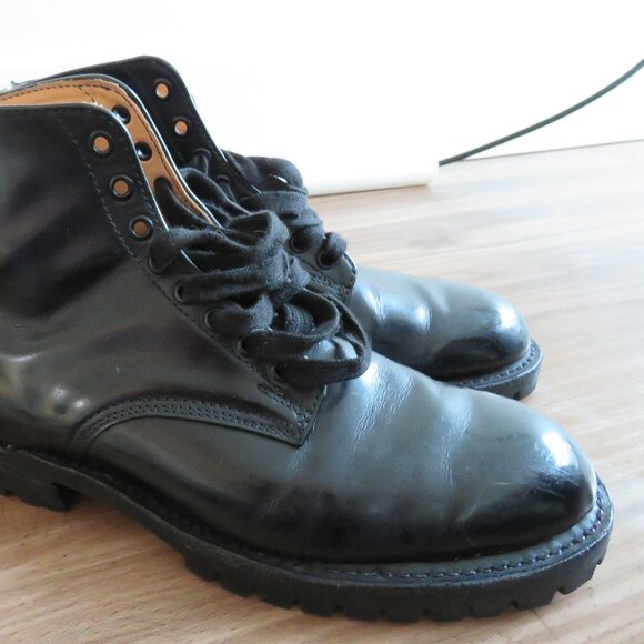 VINTAGE DAYTON Driver Combat Moto Lug Vibram Boots in Black Leather - Picture 2 of 16